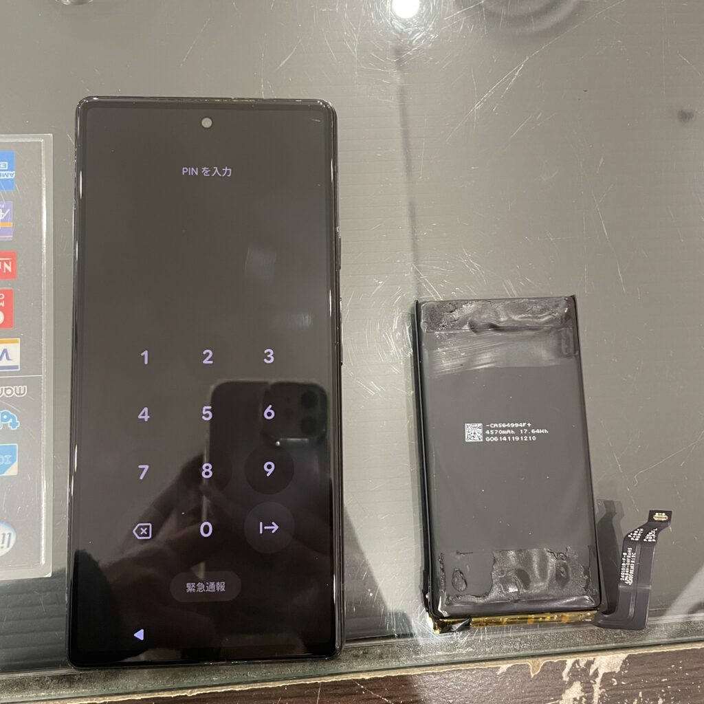 Google pixelバッテリー膨張　即日修理